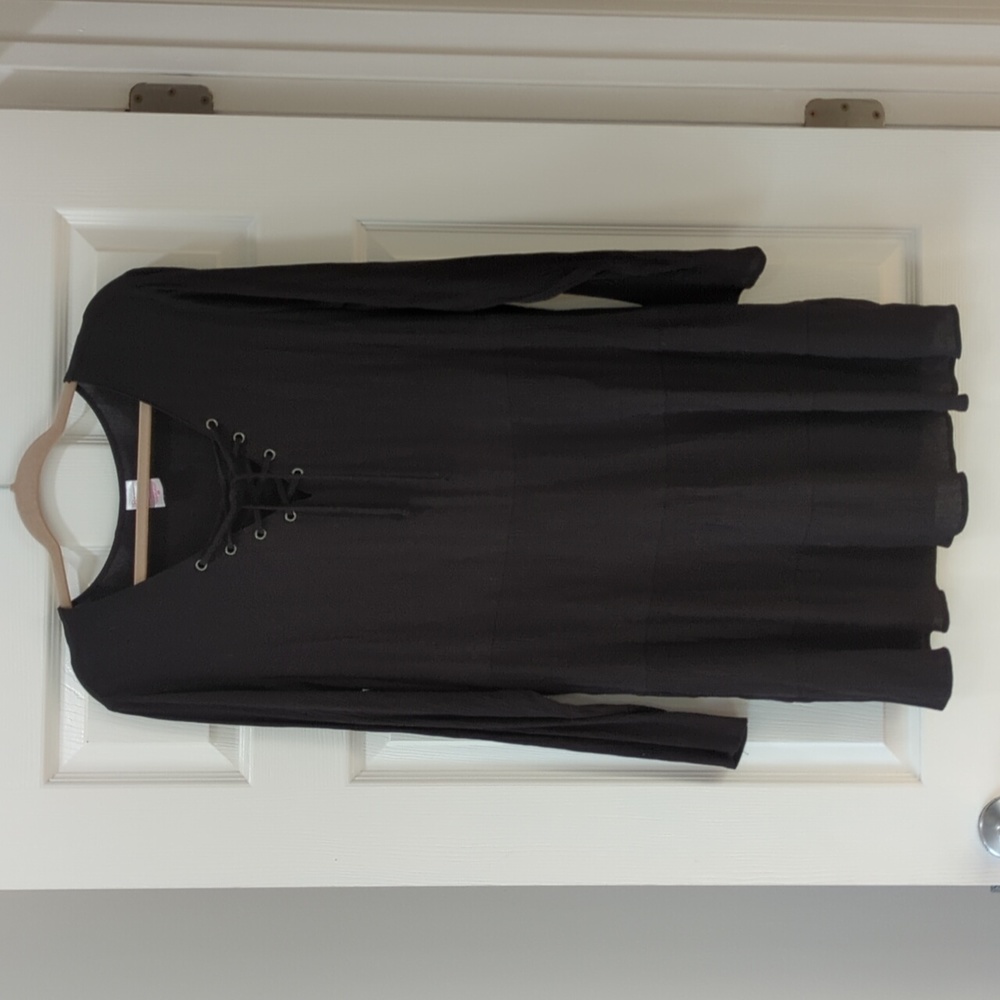 Black Lace-up Dress - No Boundaries Size  2XL